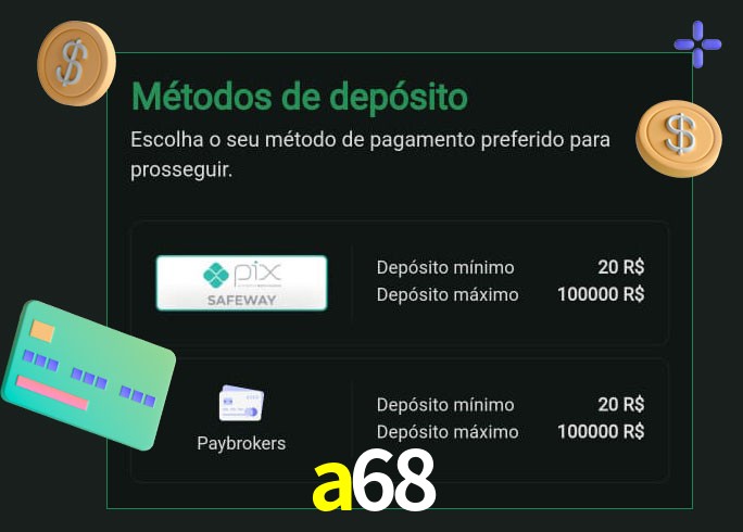 O cassino a68 oferece uma grande variedade de métodos de pagamento